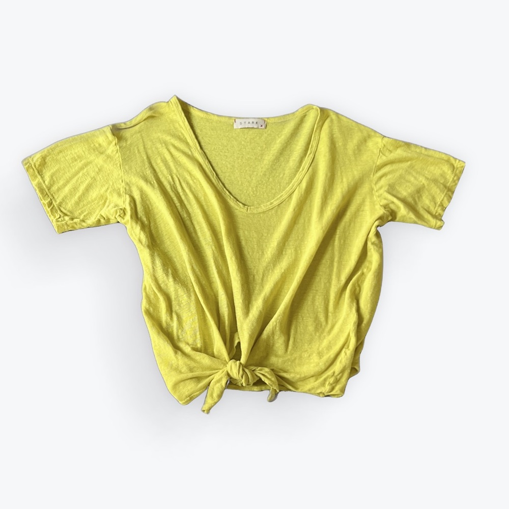 Stark X Citrus Green Yellow Tie-Front Women's Tee